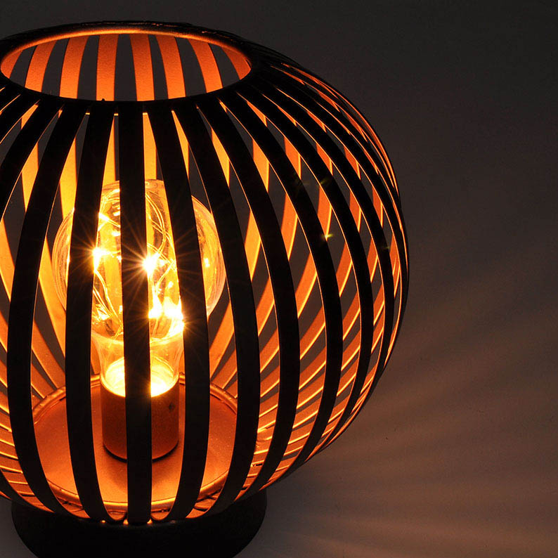 Solight kovová kulatá lucerna se žárovkou s micro LED,  teplá bílá,  měděná,  3xAA,  19cm7 