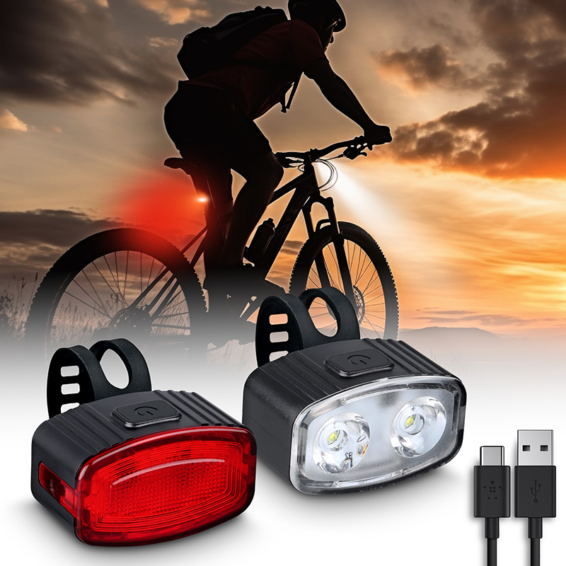 Solight set nabíjacích cyklo svietidiel, 160lm predné, zadné červená, Li-Ion, USB3 
