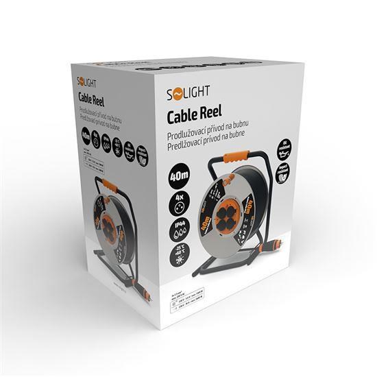 Solight 4z prodlužovací přívod - na bubnu, 40m guma H07RN-F, 3x 2, 5mm2, IP444 