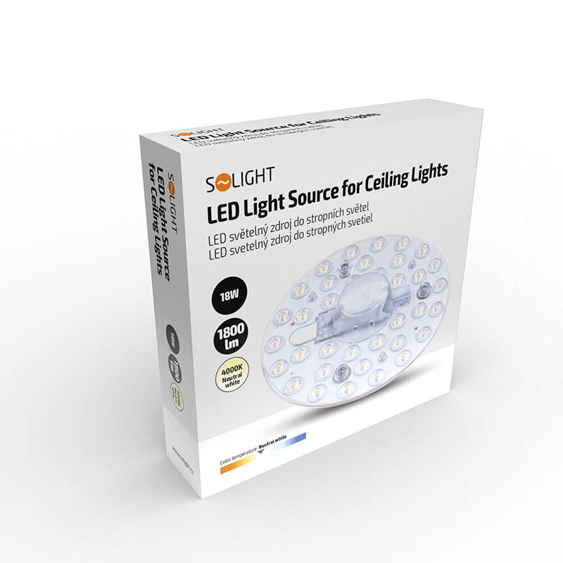 Solight LED světelný zdroj do stropních světel, 18W, 1800lm, 4000K, 155mm2 
