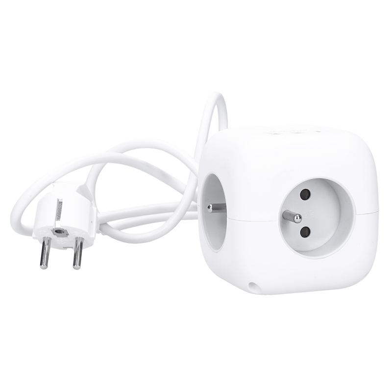 Solight 3z + USB A+C prodlužovací přívod - kostka,  kabel 2m,  3 x 1mm2,  bílý,  vypínač4 
