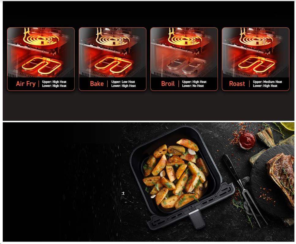 BAZAR - Cosori Dual Blaze 6.4L SMART horkovzdušná  fritéza + 5x špíz a gril. rošt, grey - Poškozený kus9 