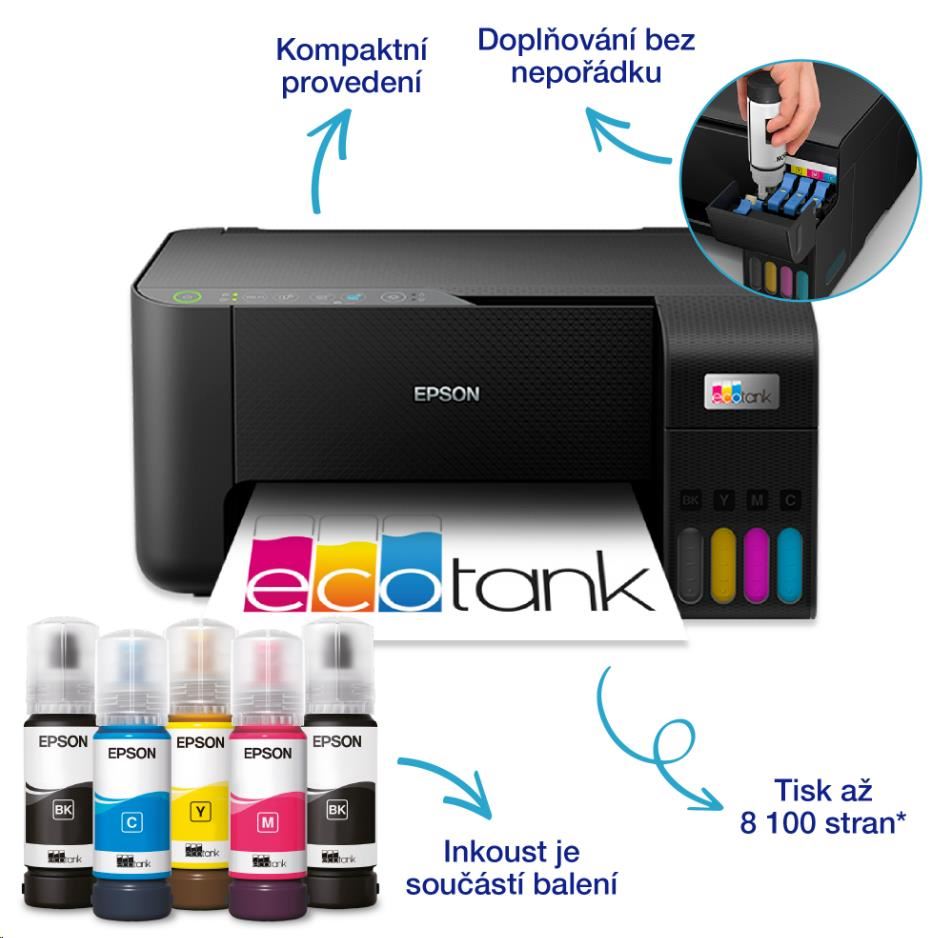 BAZAR - EPSON tiskárna ink EcoTank L3270,  5760x1440dpi,  A4,  33ppm,  USB,  Wi-Fi,  sken - Poškozený obal (Komplet)4 