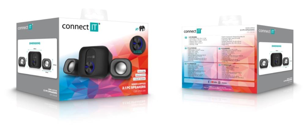 CONNECT IT Reproduktory Rumble PRO PC, 2.1, USB, 3, 5mm, černá4 