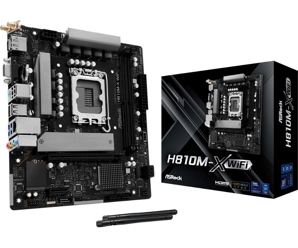 ASRock MB Sc LGA1851 H810M-X WIFI,  Intel H810,  2xDDR5,  1xDP,  1xHDMI,  1xVGA,  WiFi,  mATX0 