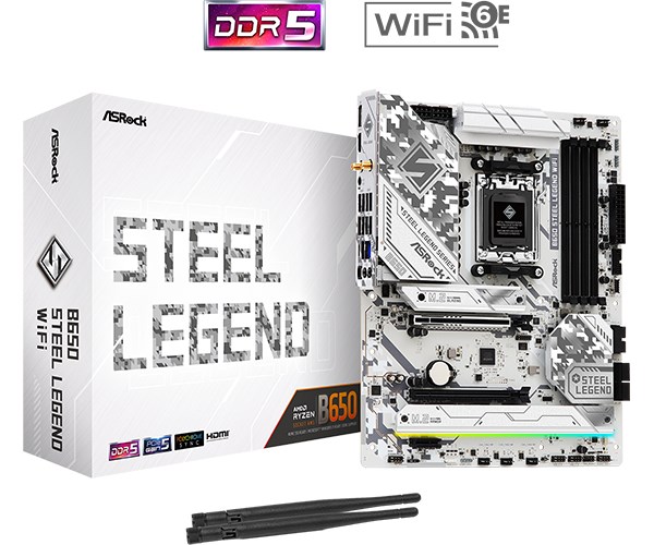 ASRock MB Sc AM5 B650 Steel Legend WiFi , AMD B650, 4xDDR5, 1xDP, 1xHDMI, WIFI0 
