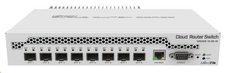 BAZAR - MikroTik Cloud Router Switch CRS309-1G-8S+IN,  800MHz CPU,  512MB RAM,  1xLAN, 8xSFP+ slot, vč. L5 licence,  Po opravě0 