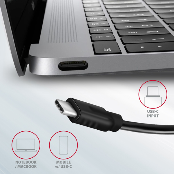 AXAGON HMC-5G21, USB 10Gbps hub, porty 2x USB-A, 2x USB-C, HDMI 4k/30, PD 60W, kábel USB-C 13cm2 