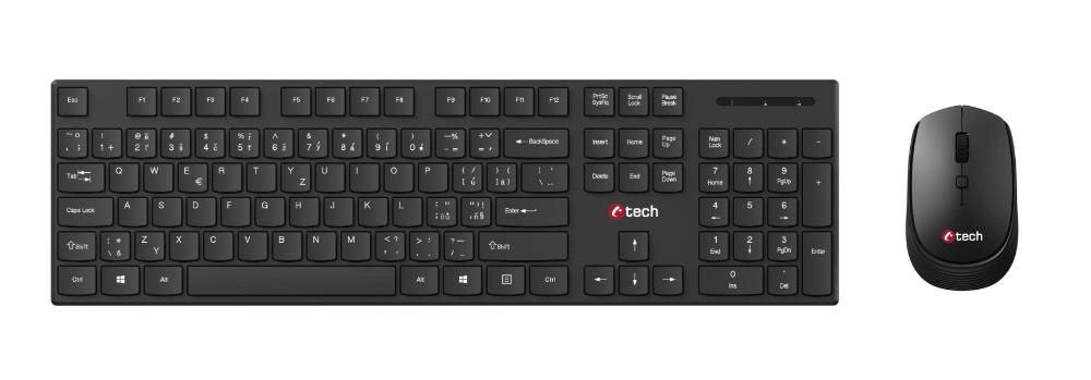 C-TECH klávesnice s myší WLKMC-03,  Bezdrátový set 2.4GHz,  CZ,  Černá0 