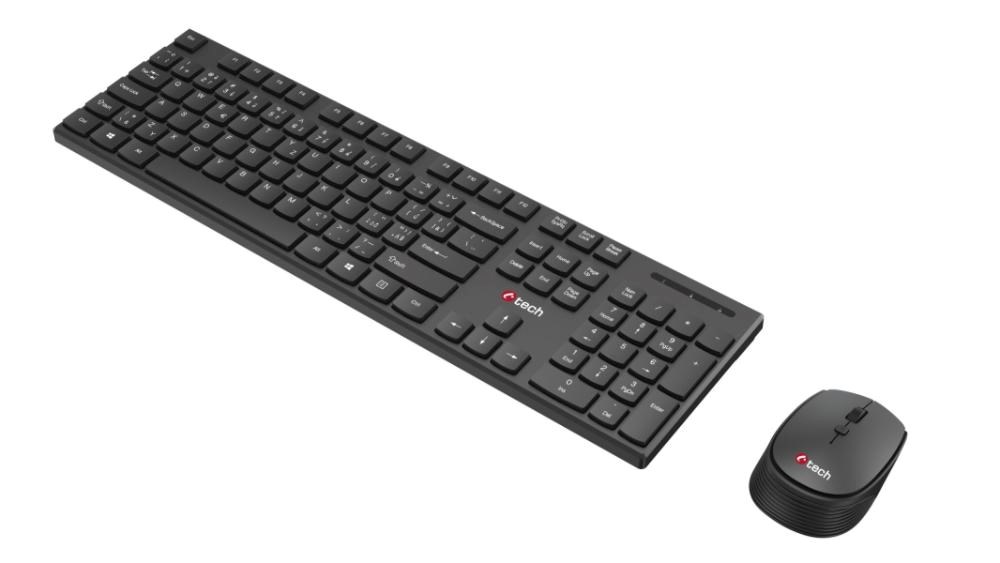 C-TECH klávesnice s myší WLKMC-03,  Bezdrátový set 2.4GHz,  CZ,  Černá1 