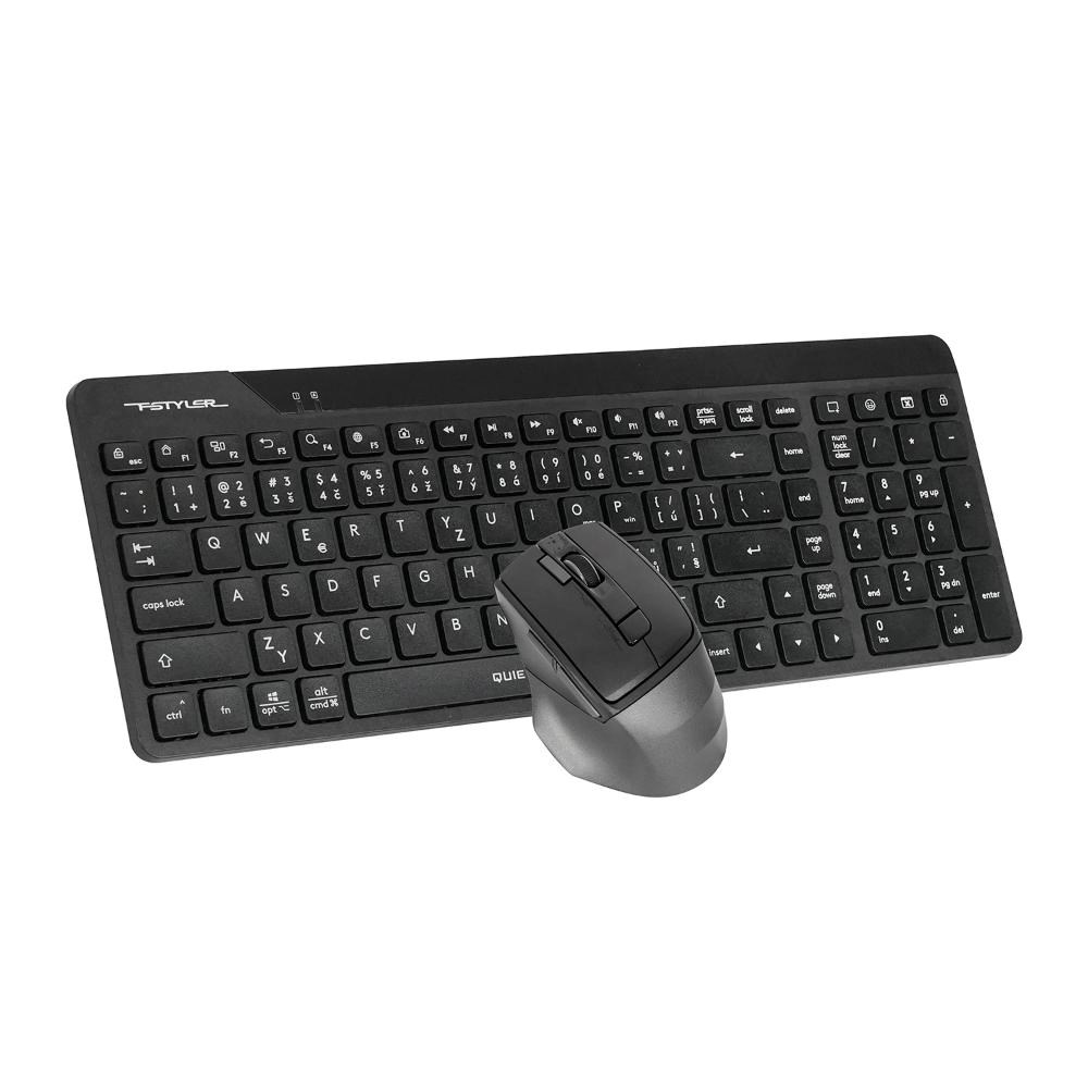 A4tech FG2400 Air2,  bezdrátový kancelářský set klávesnice s myší,  CZ,  černá2 