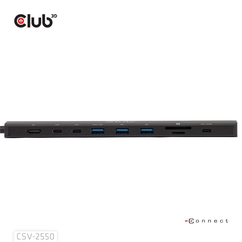 Club3D Dokovací stanice USB-C 10v1,  1xHDMI,  3xUSB-C,  3xUSB,  1xRJ45,  černá4 