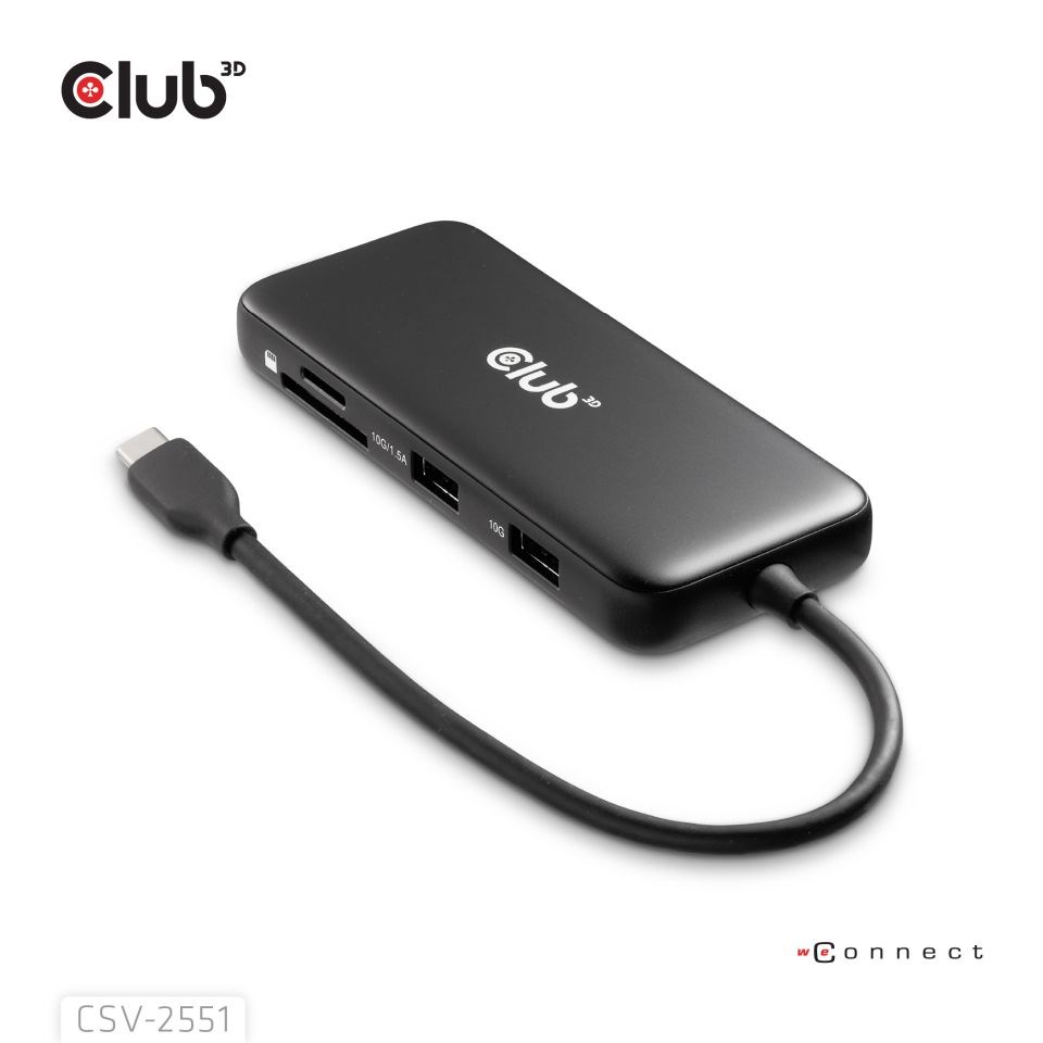 Club3D Dokovací stanice USB-C 8v1,  1xHDMI,  1xDP,  1xUSB-C,  2xUSB,  1xRJ45,  černá5 