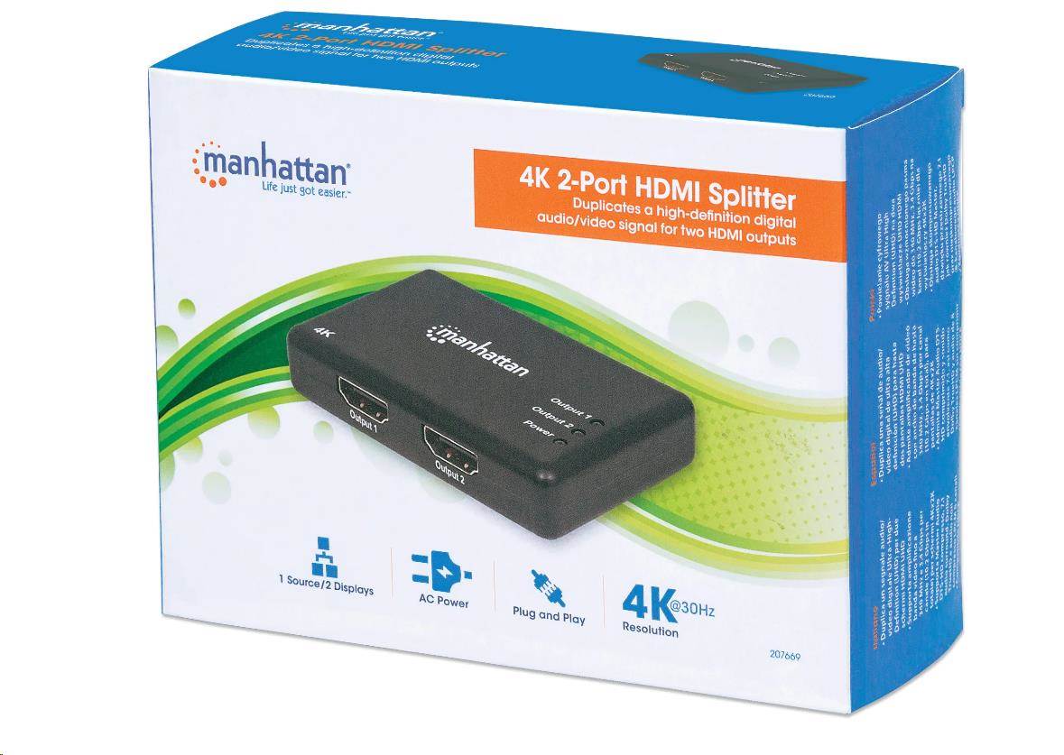 MANHATTAN Splitter HDMI 1.4,  černá1 