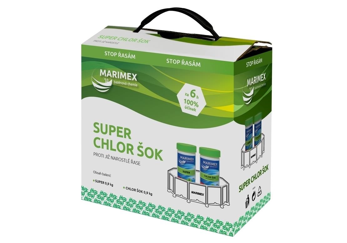 Marimex Super Chlor Šok 2x 0, 9 kg - bazénová chemie - ŘASY1 