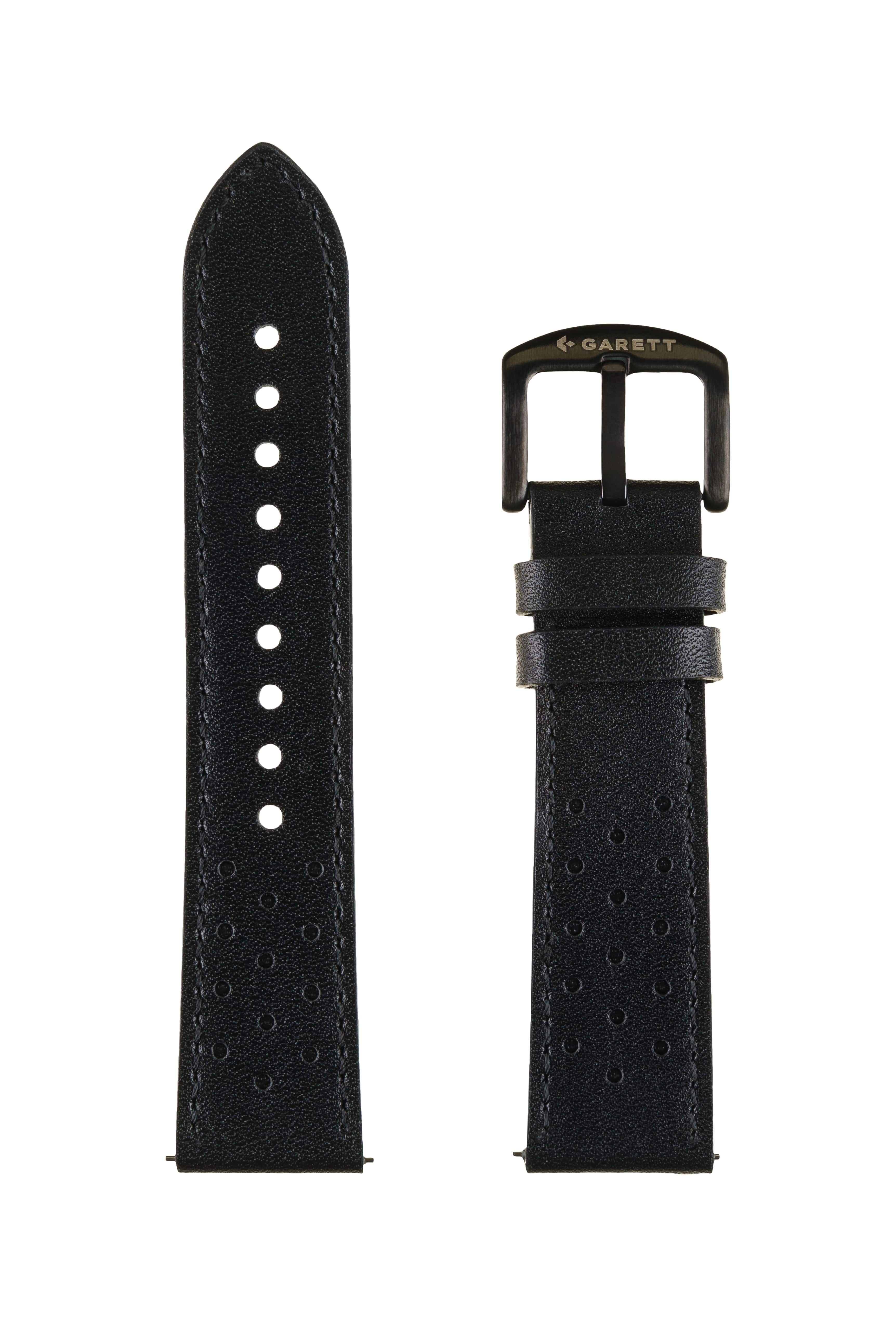 Garett univerzální řemínek 22 mm,  černý kožený0 