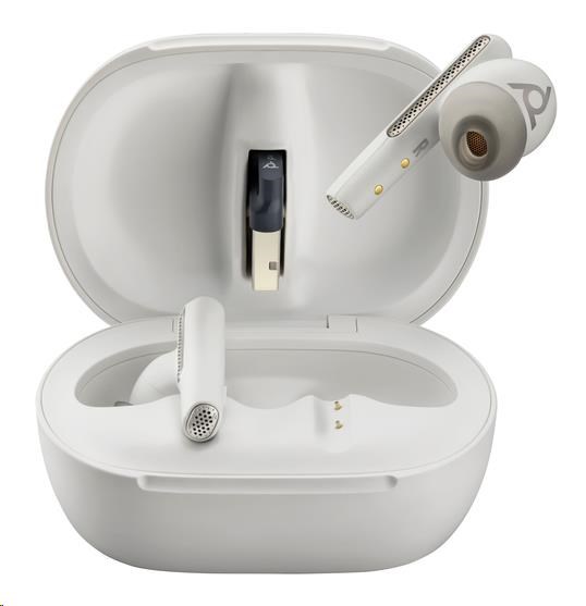 Poly Voyager Free 60+ MS Teams bluetooth headset,  BT700 USB-A adaptér,  dotykové nabíjecí pouzdro,  bílá1 