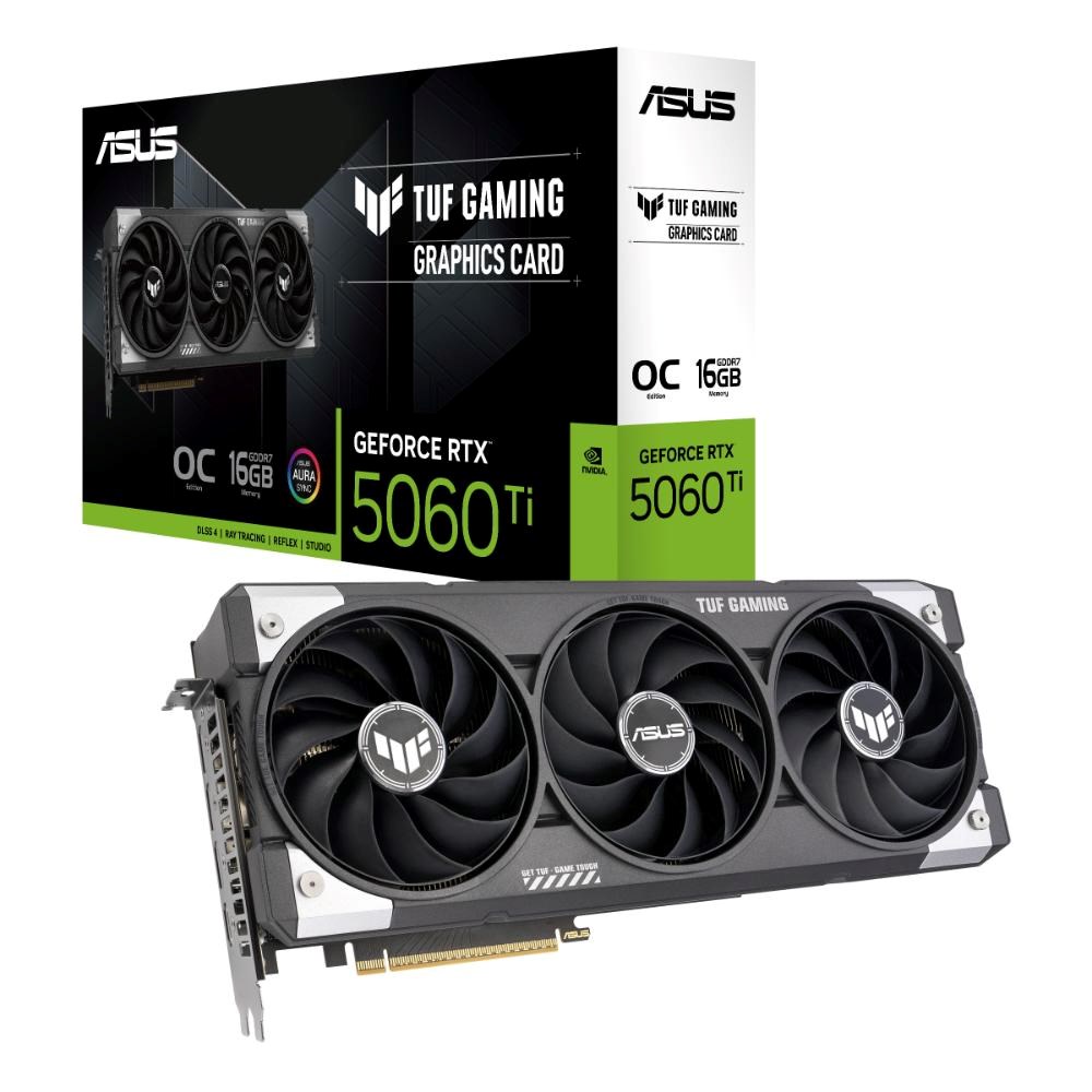 ASUS VGA NVIDIA GeForce RTX 5060 Ti TUF GAMING OC 16G,  16GB GDDR7,  3xDP,  1xHDMI3 