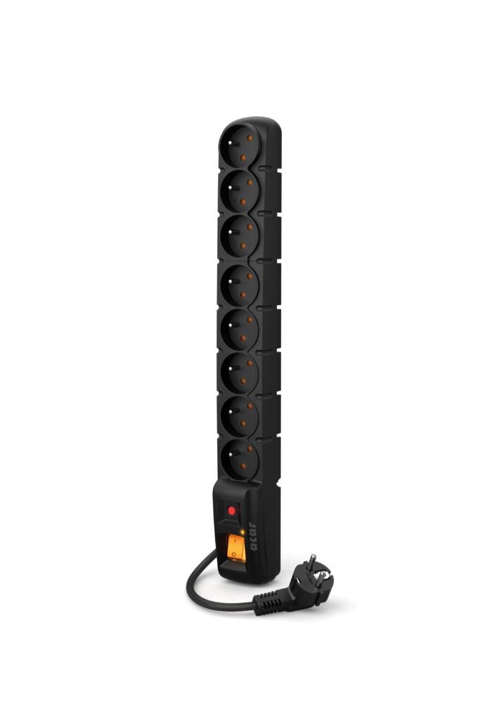 Acar S8 1.5m kabel,  8 zásuvek,  přepěťová ochrana,  černá0 