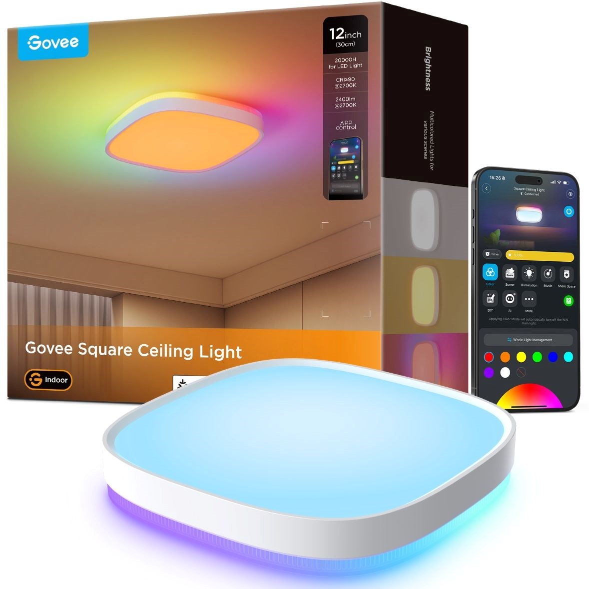 Govee RGBICWW Smart duální stropní světlo 2400lm 30cm Matter0 