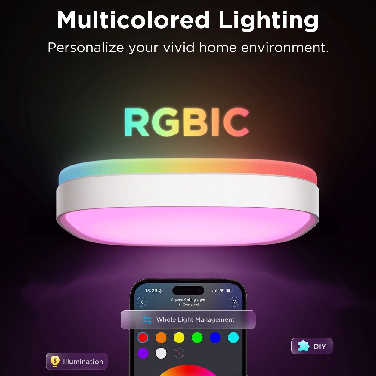 Govee RGBICWW Smart duální stropní světlo 2400lm 30cm Matter2 