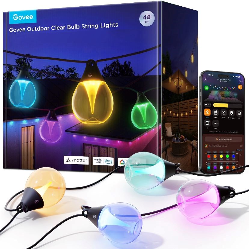 Govee RGBICW Smart zahradní řetěz 15 žárovek Matter0 