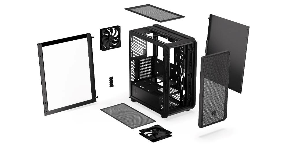 ENDORFY Case Arx 500 Core,  Průhledná bočnice,  ATX,  4x140mm Fan,  černá9 