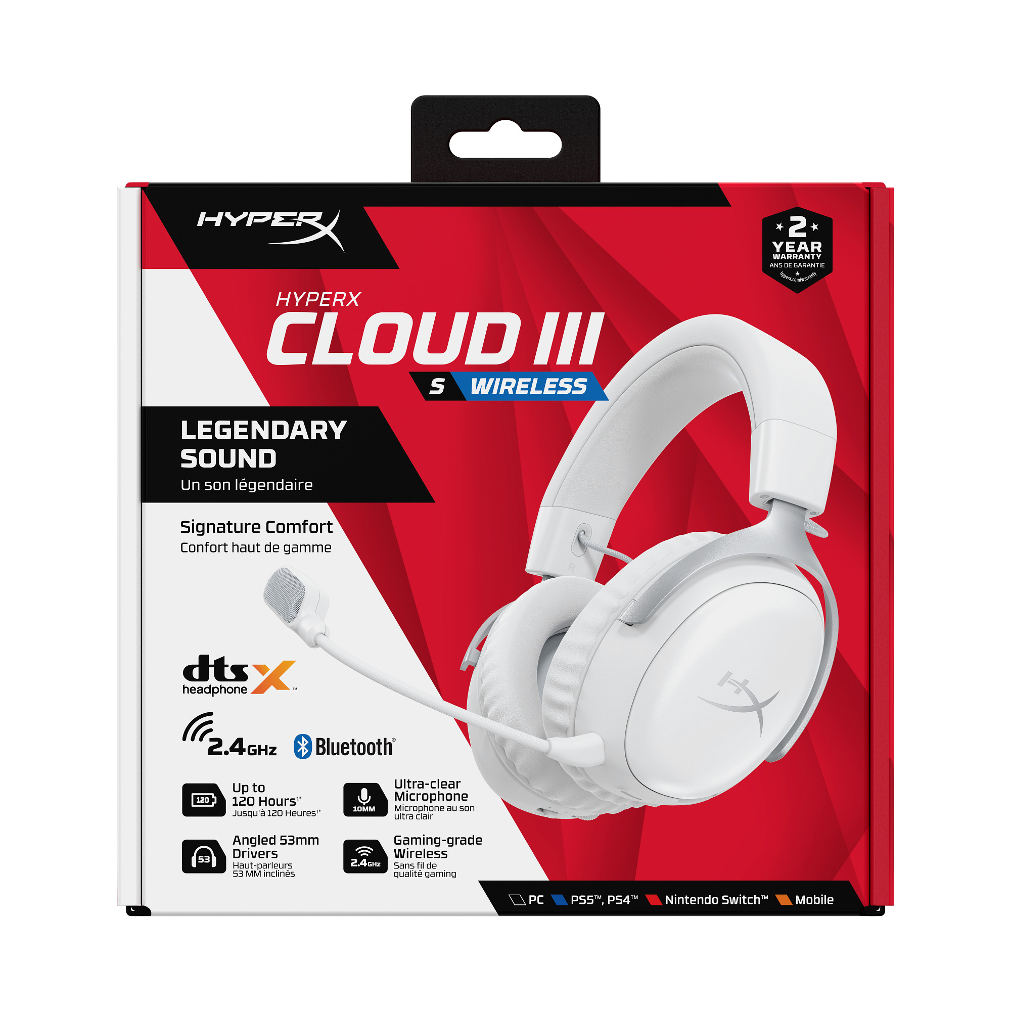 HyperX Cloud III S Wireless White Gaming Headset WHT10 