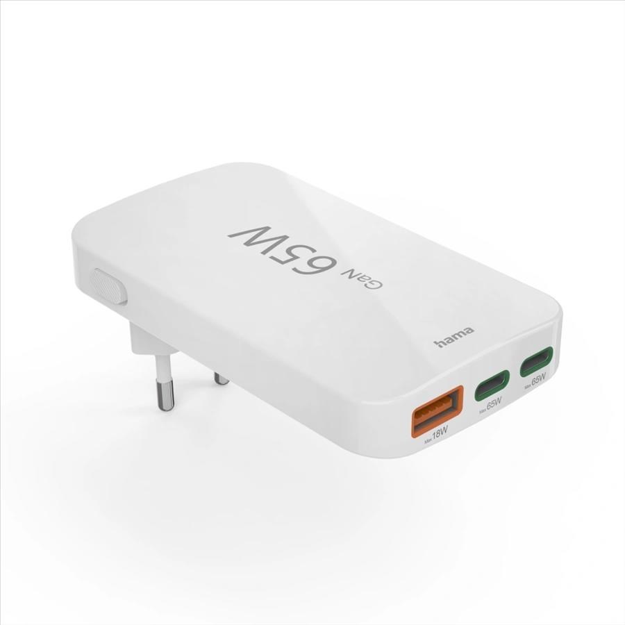 Hama rýchla USB nabíjačka GaN 2x USB-C + USB-A,  PD/ QC 65 W,  plochá,  skladacia1 