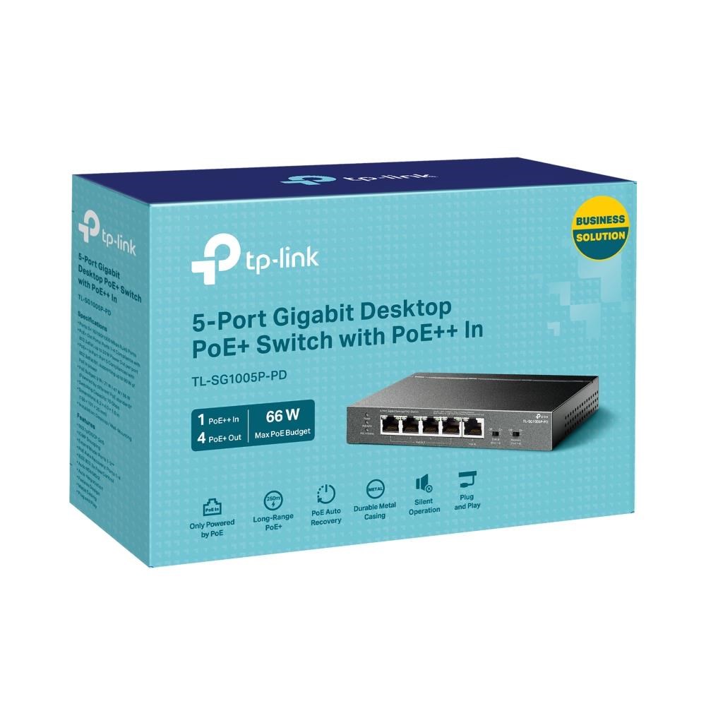 TP-Link switch TL-SG1005P-PD (5xGbE, 4xPoE+, 1xPoE-in, PoE++, 90W,  fanless)7 
