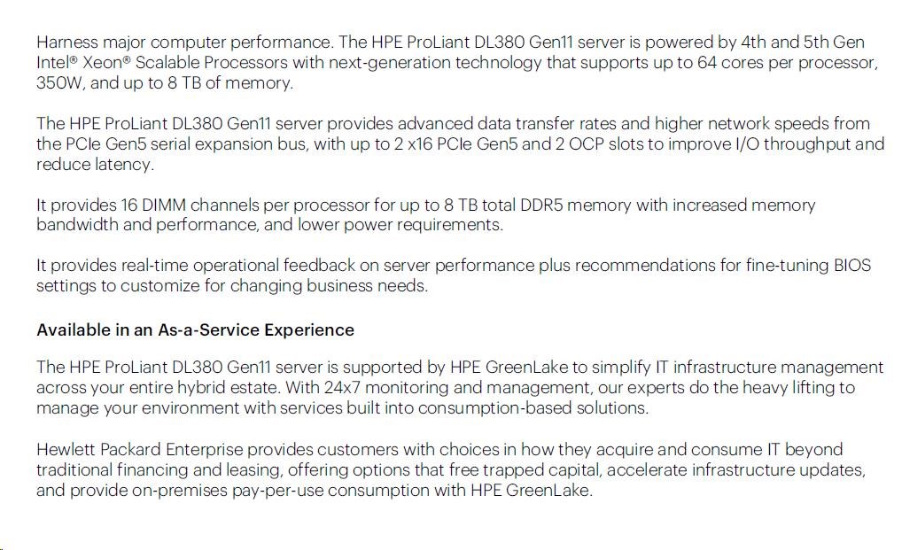 HPE PL DL380g11 4510 (2.4G/ 12C) 2x32G (p64706) 2x480G 8SFF MR408i-o 2x1000W 4p1To Smart Choice8 