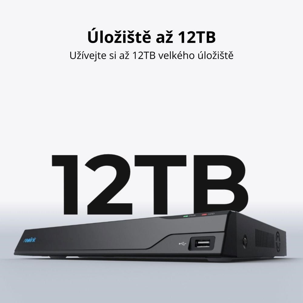 REOLINK bezpečnostní NVR jednotka NVS16, Kapacita až 12TB, 4TB HDD, 16 Kanálů s 16MP1 
