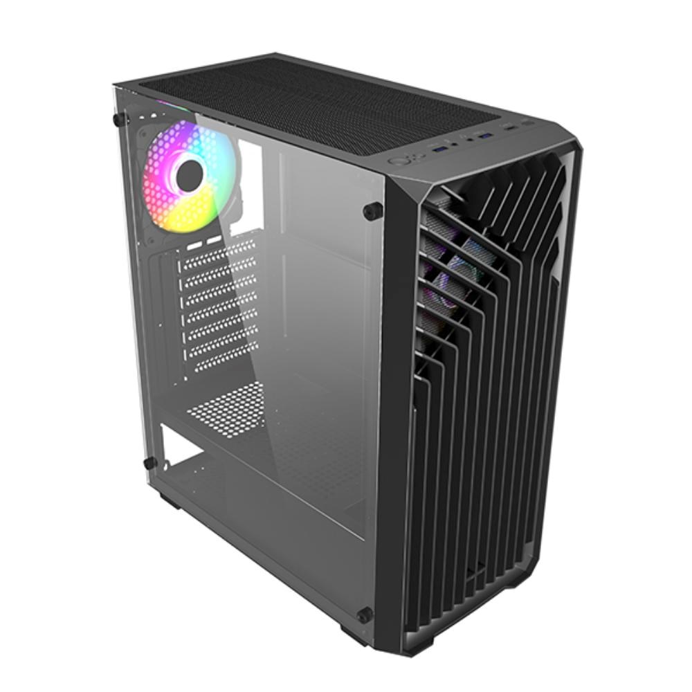 VeinX case OD15A-BK,  ATX,  Průhledná bočnice,  Černá,  bez ventilátorů2 
