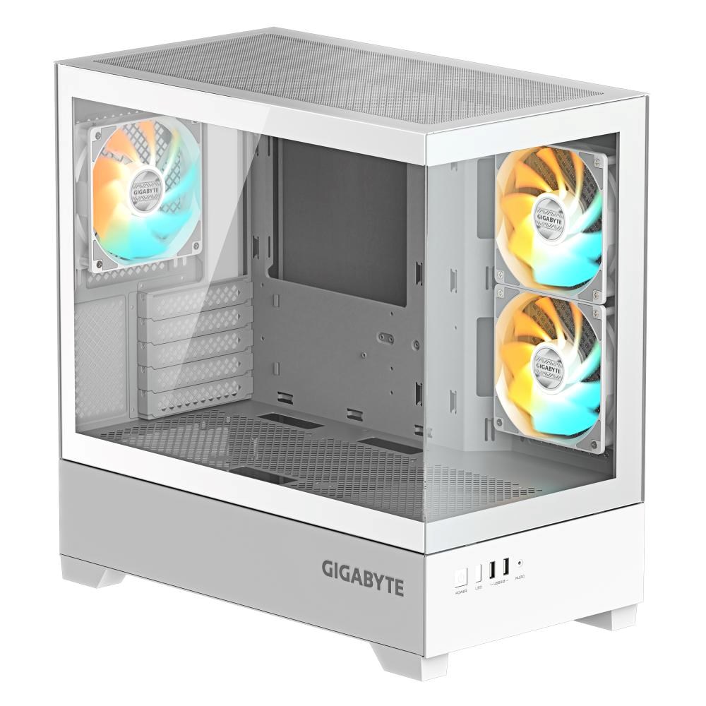 GIGABYTE case GB-C201PI,  Mid tower,  2xUSB 3.0,  3x 120mm ARGB Fan,  bílá1 