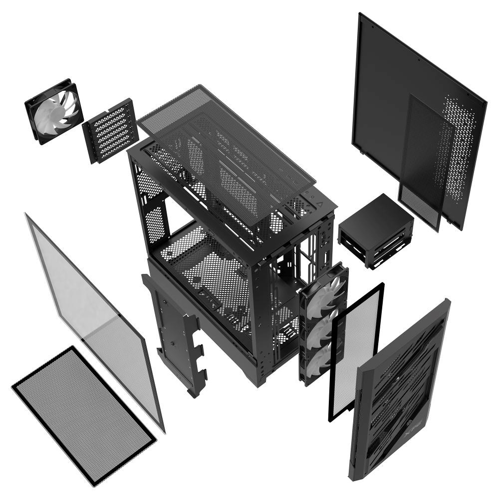 ADATA XPG case STARKER AIR BTF Mid-Tower,  bez zdroje,  4x 120mm ARGB,  Černá10 