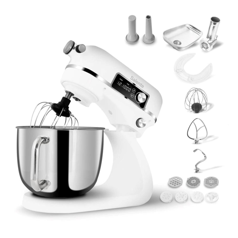 Salente DigiChef+, kuchyňský robot, mísa 6 litrů, celokovový, masomlýnek, digitální displej, bílý0 