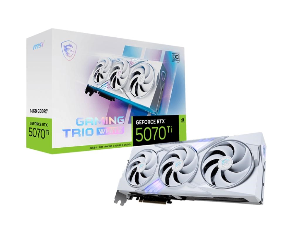 MSI VGA NVIDIA GeForce RTX 5070 Ti 16G GAMING TRIO OC WHITE,  RTX 5070 Ti,  16GB GDDR7,  3xDP,  1xHDMI0 