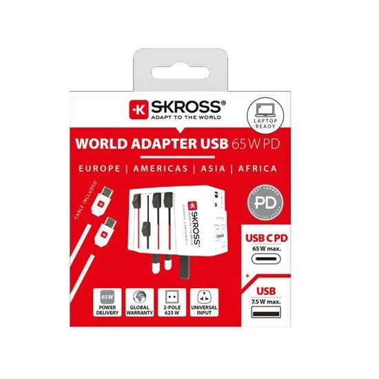 SKROSS cestovní adaptér MUV USB AC65PD, univerzální, neuzemněný, USB A+C 65W6 