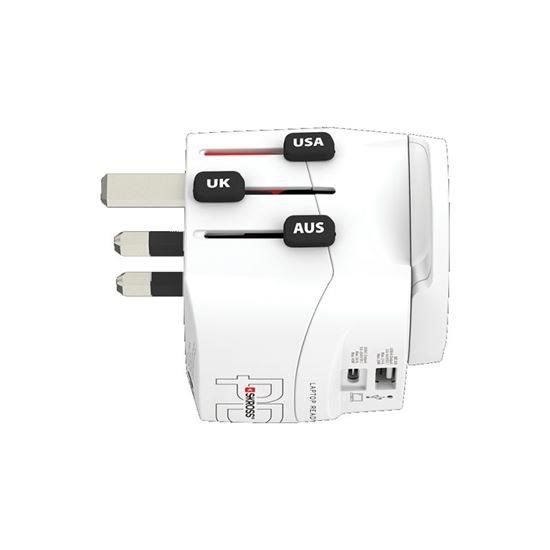 SKROSS cestovní adaptér PRO Light USB AC45PD - World, UK+USA+AUS/CN, univerzální, uzemněný, USB A+C 45W1 