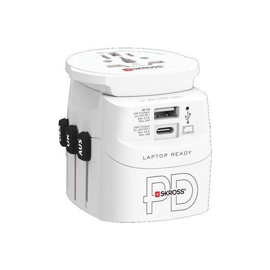 SKROSS cestovní adaptér PRO Light USB AC45PD - World, UK+USA+AUS/CN, univerzální, uzemněný, USB A+C 45W2 