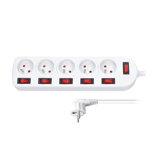 Solight prodlužovací přívod,  5 zásuvek,  bílý,  6x vypínač,  2m0 