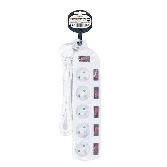 Solight prodlužovací přívod,  5 zásuvek,  bílý,  6x vypínač,  2m1 