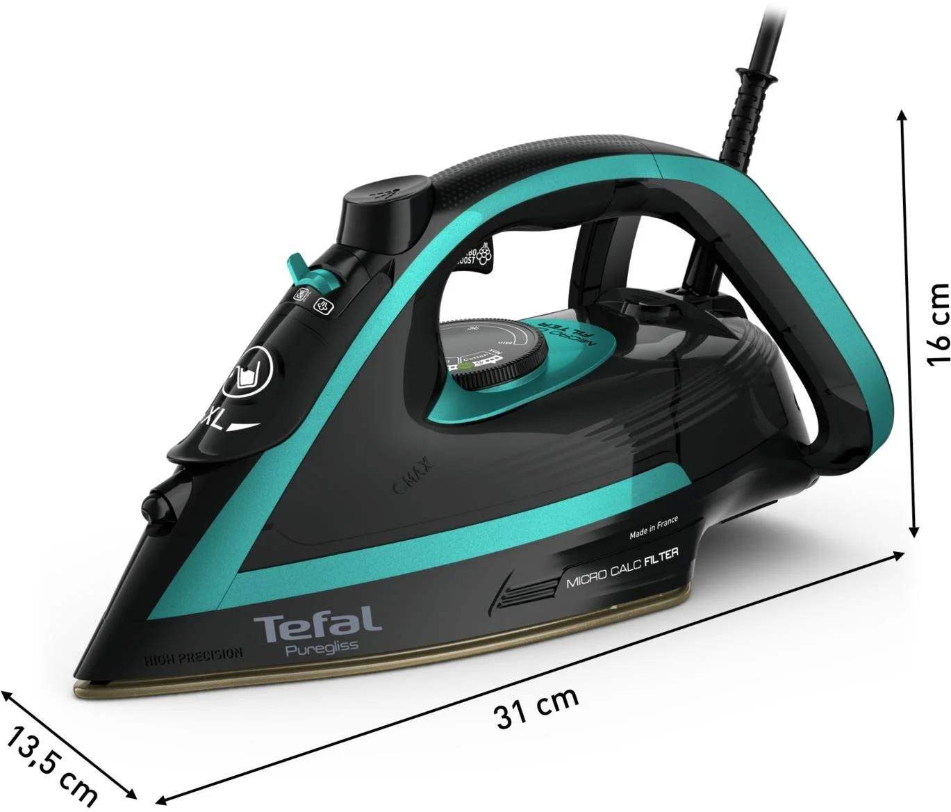BAZAR - Tefal Puregliss FV8066E0 napařovací žehlička, 3000 W, anti-drip, rychlé nahřátí, tyrkysová - Poškozený obal2 