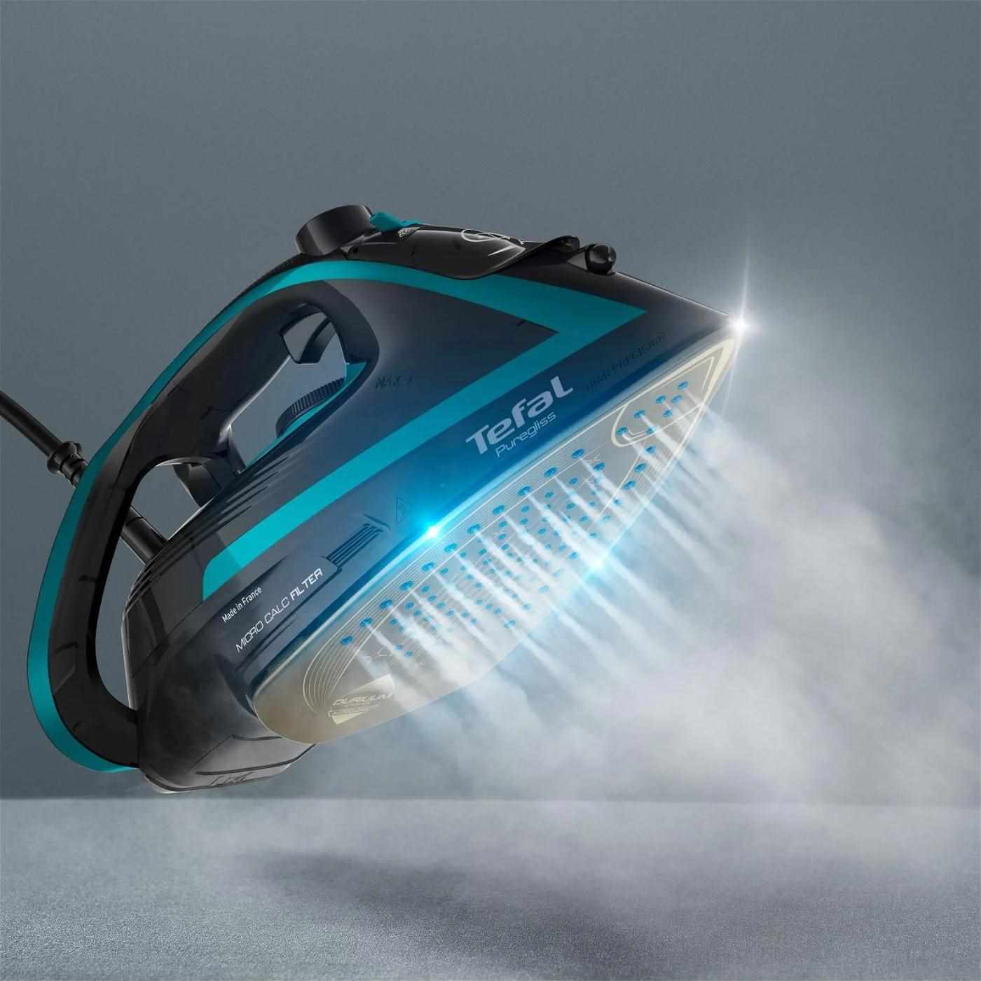 BAZAR - Tefal Puregliss FV8066E0 napařovací žehlička, 3000 W, anti-drip, rychlé nahřátí, tyrkysová - Poškozený obal3 