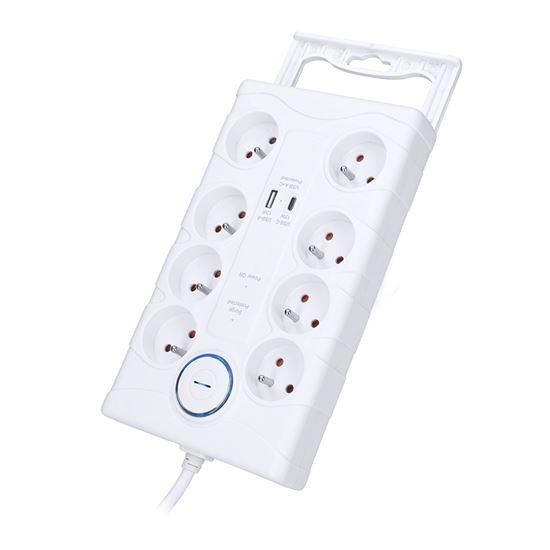 Solight přepěťová ochrana,  8z,  USB A+C,  2m,  bílá4 