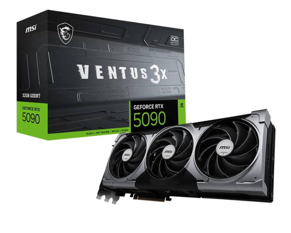 MSI VGA NVIDIA GeForce RTX 5090 32G VENTUS 3X OC,  RTX 5090,  32GB GDDR7,  3xDP,  1xHDMI0 