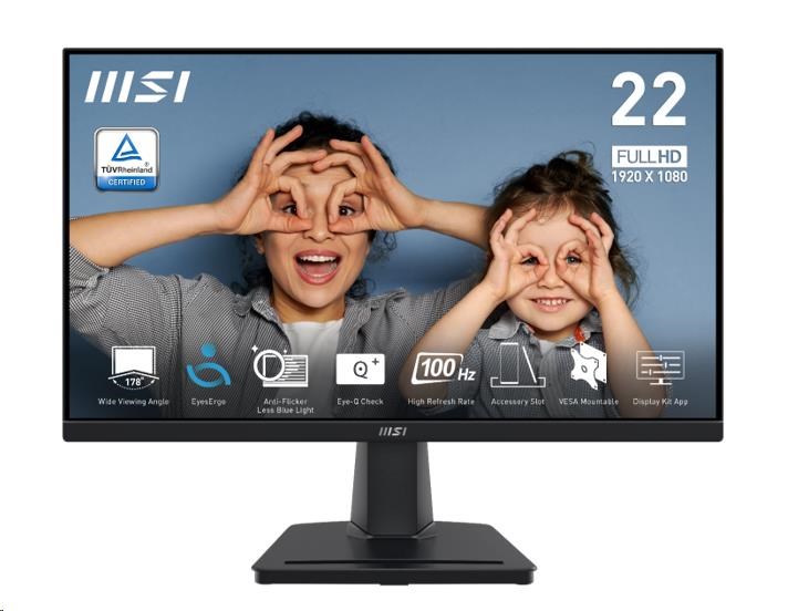 MSI LCD PRO MP225V, 21.45“, 1920 x 1080, VA, 100Hz, 300nits, VESA 100x100, Black0 