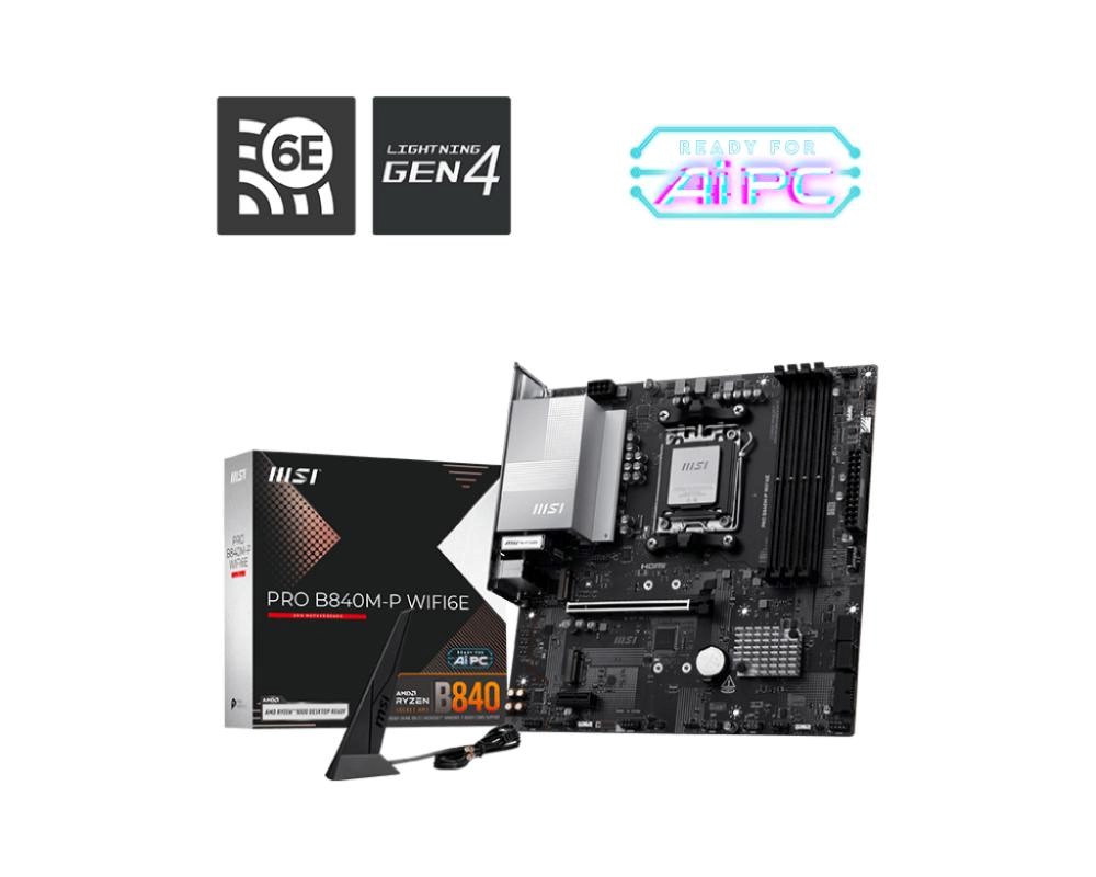 MSI MB Sc AM5 PRO B840M-P WIFI6E,  AMD B840,  4xDDR5,  1xHDMI,  WI-FI,  mATX2 