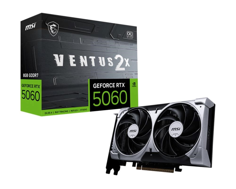 MSI VGA NVIDIA GeForce RTX 5060 8G VENTUS 2X OC, RTX 5060, 8GB GDDR7, 3xDP, 1xHDMI0 
