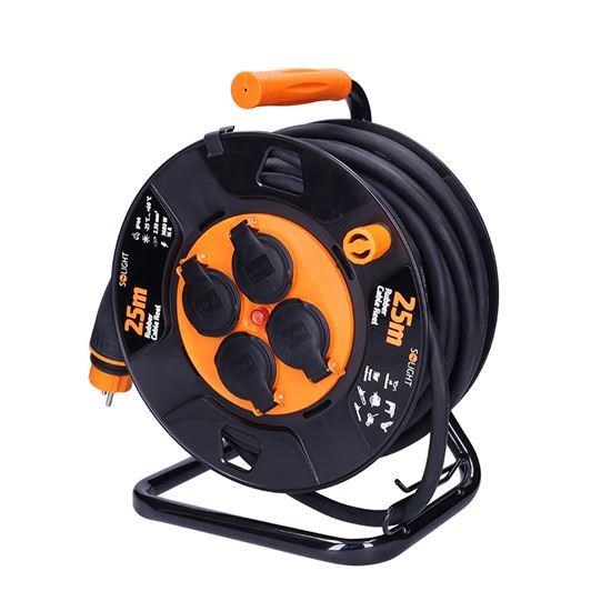 Solight 4z prodlužovací přívod - na bubnu, 25m guma H07RN-F, 3x 2, 5mm2, IP442 